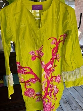 Sana Safinaz Lime Green Embroidered Floral Tunic